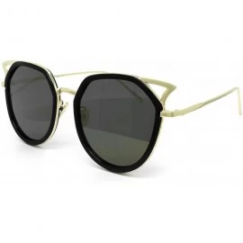Round 7044 Premium Oversize Womens Mens Mirror Funky Fashion Cateye Sunglasses - Premium - CG184Y6QR2W $31.78