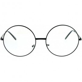 Round SUPER OVERSIZED Clear Lens Glasses Round Circle Metal Frame UV 400 - Black - CM186L33ODE $11.18
