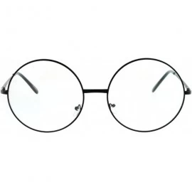 Round SUPER OVERSIZED Clear Lens Glasses Round Circle Metal Frame UV 400 - Black - CM186L33ODE $22.36