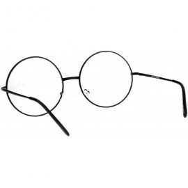 Round SUPER OVERSIZED Clear Lens Glasses Round Circle Metal Frame UV 400 - Black - CM186L33ODE $11.18