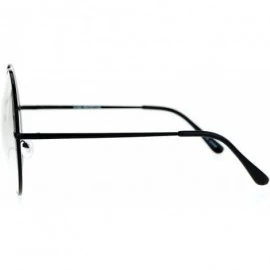 Round SUPER OVERSIZED Clear Lens Glasses Round Circle Metal Frame UV 400 - Black - CM186L33ODE $22.36