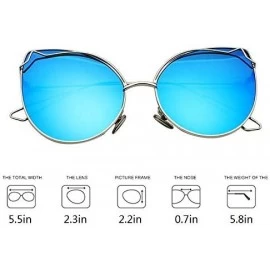Cat Eye Women Vintage Cat Eye Sunglasses UV400 Metal Frame Sunglasses Eyewear - Mirror-blue - C319748L2YD $23.41