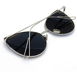 Cat Eye Women Vintage Cat Eye Sunglasses UV400 Metal Frame Sunglasses Eyewear - Mirror-blue - C319748L2YD $13.07