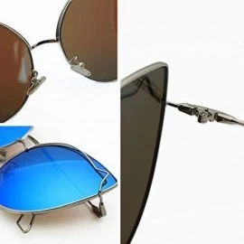 Cat Eye Women Vintage Cat Eye Sunglasses UV400 Metal Frame Sunglasses Eyewear - Mirror-blue - C319748L2YD $23.41
