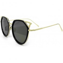 Round 7044 Premium Oversize Womens Mens Mirror Funky Fashion Cateye Sunglasses - Premium - CG184Y6QR2W $35.90