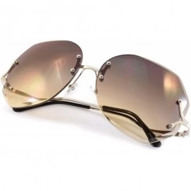 Rimless Women's Oversize Rimless Sunglasses New Design 62mm Gradient Lens A012 - Silver/ Purple Grey Gradient - CC185CSUSTR $...