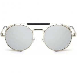 Oversized Steampunk Style Round Vintage Polarized Sunglasses Retro Eyewear UV400 Protection Matel Frame - CU18NCNLRQL $24.92