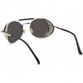 Oversized Steampunk Style Round Vintage Polarized Sunglasses Retro Eyewear UV400 Protection Matel Frame - CU18NCNLRQL $24.92