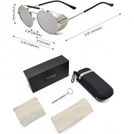 Oversized Steampunk Style Round Vintage Polarized Sunglasses Retro Eyewear UV400 Protection Matel Frame - CU18NCNLRQL $11.97