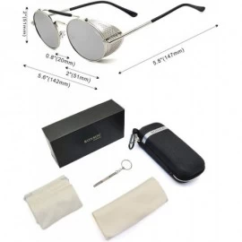 Oversized Steampunk Style Round Vintage Polarized Sunglasses Retro Eyewear UV400 Protection Matel Frame - CU18NCNLRQL $24.92