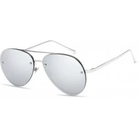 Rimless Aviator Full Color Mirror Metal Rimless Frame Sunglasses Clear Lens Fashion sunglasses - C1 - CL18DUCHSZL $27.59
