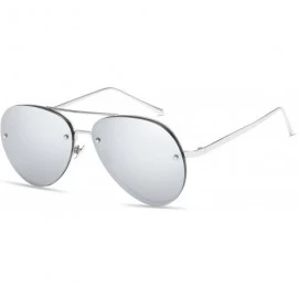 Rimless Aviator Full Color Mirror Metal Rimless Frame Sunglasses Clear Lens Fashion sunglasses - C1 - CL18DUCHSZL $13.61