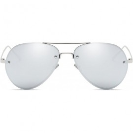Rimless Aviator Full Color Mirror Metal Rimless Frame Sunglasses Clear Lens Fashion sunglasses - C1 - CL18DUCHSZL $13.61