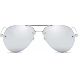 Rimless Aviator Full Color Mirror Metal Rimless Frame Sunglasses Clear Lens Fashion sunglasses - C1 - CL18DUCHSZL $27.59