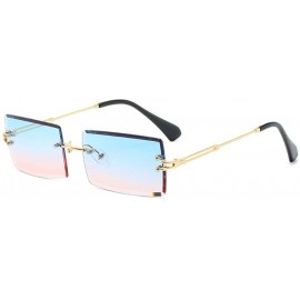 Rimless Hip Hop Rimless Sunglasses Women Men Rectangular Sun Glasses Sunglass Streetwear Eyewear - Blue Pink - CZ18Y5CAKCC $6...