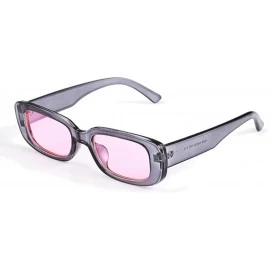 Square Small Rectangle Sunglasses Women UV 400 Retro Square Driving Glasses - Grey Pink - CY196D3YDI4 $14.02