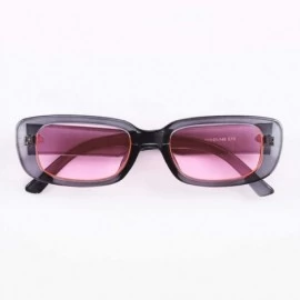 Square Small Rectangle Sunglasses Women UV 400 Retro Square Driving Glasses - Grey Pink - CY196D3YDI4 $22.68