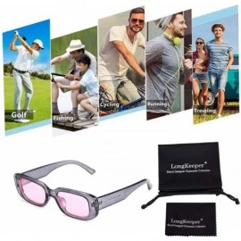 Square Small Rectangle Sunglasses Women UV 400 Retro Square Driving Glasses - Grey Pink - CY196D3YDI4 $22.68