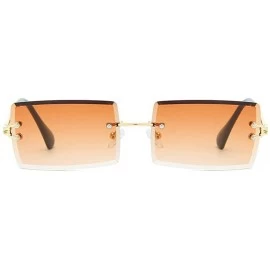 Rimless Hip Hop Rimless Sunglasses Women Men Rectangular Sun Glasses Sunglass Streetwear Eyewear - Blue Pink - CZ18Y5CAKCC $2...