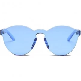 Rimless Colorful Transparent Tinted Retro Round Sunglasses - Blue - CD185IOS62O $10.44