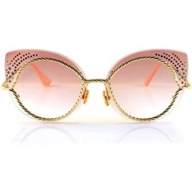 Cat Eye Muse Rhinestone Jeweled Twist Metal Cat-Eye Sunglasses A160 - Pink - CQ18CU33NTW $16.55