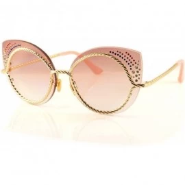 Cat Eye Muse Rhinestone Jeweled Twist Metal Cat-Eye Sunglasses A160 - Pink - CQ18CU33NTW $33.10