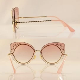 Cat Eye Muse Rhinestone Jeweled Twist Metal Cat-Eye Sunglasses A160 - Pink - CQ18CU33NTW $33.10