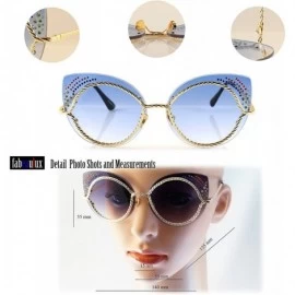 Cat Eye Muse Rhinestone Jeweled Twist Metal Cat-Eye Sunglasses A160 - Pink - CQ18CU33NTW $33.10