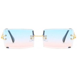 Rimless Hip Hop Rimless Sunglasses Women Men Rectangular Sun Glasses Sunglass Streetwear Eyewear - Blue Pink - CZ18Y5CAKCC $2...