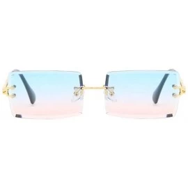 Rimless Hip Hop Rimless Sunglasses Women Men Rectangular Sun Glasses Sunglass Streetwear Eyewear - Blue Pink - CZ18Y5CAKCC $2...