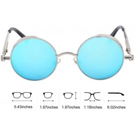 Round Steampunk John Lennon Sunglasses Gothic Vintage Retro Round for Men Women - Blue Lens/Silver Frame - C6189A6DL0W $11.53