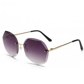 Oval sunglasses frameless trimmed personality glasses Double - CP1983DCRU3 $28.65