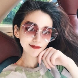 Oval sunglasses frameless trimmed personality glasses Double - CP1983DCRU3 $59.69