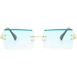 Rimless Hip Hop Rimless Sunglasses Women Men Rectangular Sun Glasses Sunglass Streetwear Eyewear - Blue Pink - CZ18Y5CAKCC $5...