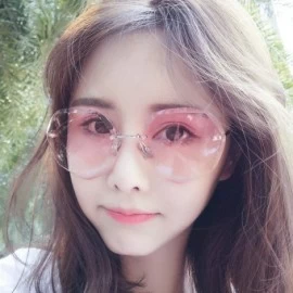 Oval sunglasses frameless trimmed personality glasses Double - CP1983DCRU3 $59.69
