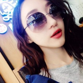 Oval sunglasses frameless trimmed personality glasses Double - CP1983DCRU3 $28.65