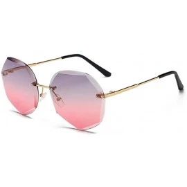 Oval sunglasses frameless trimmed personality glasses Double - CP1983DCRU3 $28.65