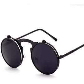 Round Steampunk Gothic Sunglasses Men Women Round Designer Silver Blue As Picture - Black Gray - CO18XE0HUDU $11.33