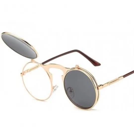 Round Steampunk Gothic Sunglasses Men Women Round Designer Silver Blue As Picture - Black Gray - CO18XE0HUDU $17.97