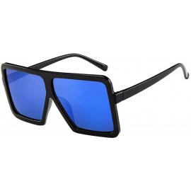 Oval UV Protection Sunglasses for Women Men Full rim frame Square Acrylic Lens Plastic Frame Sunglass - Blue - C71902SRGL7 $8.19