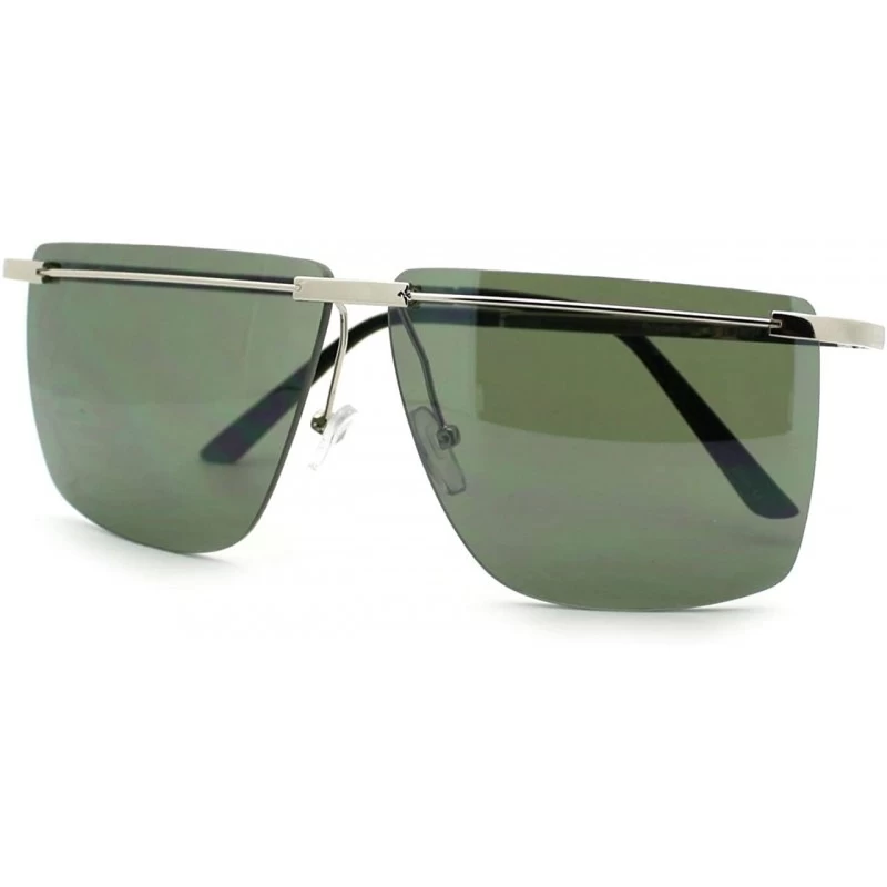 Square Unique Designer Fashion Rimless Square Flat Top Sunglasses - Silver - CI11S7P8O23 $11.87