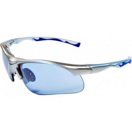 Wrap Sunglasses JM12 Sports Wrap for Baseball - Softball - Cycling-Golf TR90 Frame - Silver & Clear Ice Blue - CQ113BYREUX $4...
