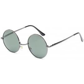 Round Men's Small Round Sunglasses Polarized UV 400 Safety - Gray Frame Green Lens - CQ1822I9XGX $11.60