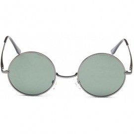 Round Men's Small Round Sunglasses Polarized UV 400 Safety - Gray Frame Green Lens - CQ1822I9XGX $11.60