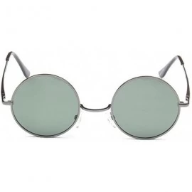 Round Men's Small Round Sunglasses Polarized UV 400 Safety - Gray Frame Green Lens - CQ1822I9XGX $19.85