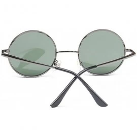 Round Men's Small Round Sunglasses Polarized UV 400 Safety - Gray Frame Green Lens - CQ1822I9XGX $19.85