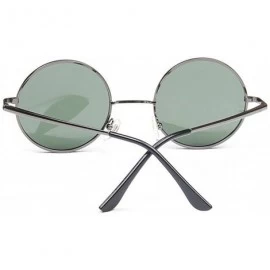 Round Men's Small Round Sunglasses Polarized UV 400 Safety - Gray Frame Green Lens - CQ1822I9XGX $11.60