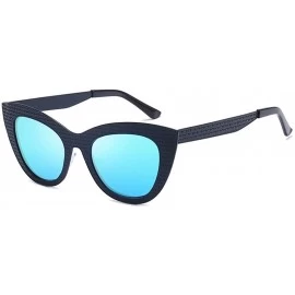 Oversized Vintage Cat Eye Oversized Metal Frame Tinted Lenses Women Sunglasses - Black Blue - CM18N92M7LC $20.58