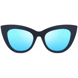 Oversized Vintage Cat Eye Oversized Metal Frame Tinted Lenses Women Sunglasses - Black Blue - CM18N92M7LC $20.58