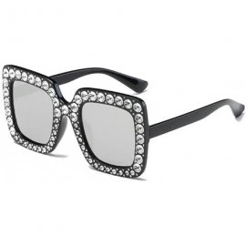 Square Women Sunglasses Crystal Brand Designer Oversized Square Sunglasses - C2 - CP18D9MKC8O $10.91